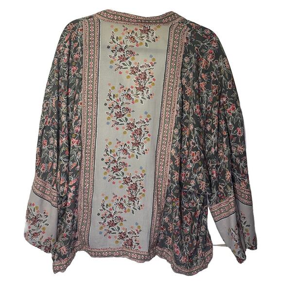 Free People Floral Blouse - Gray and Pink - Picture 3 of 13
